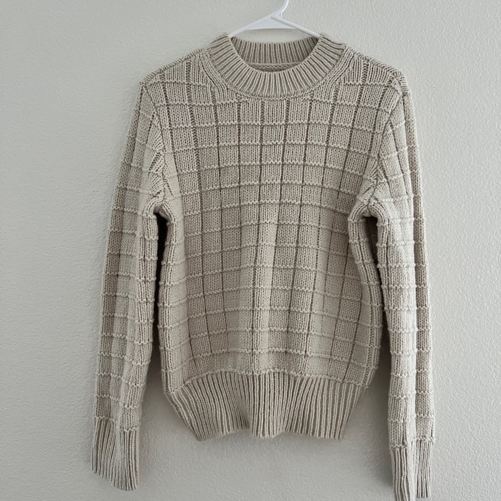 Cozy Beige Windowpane Sweater